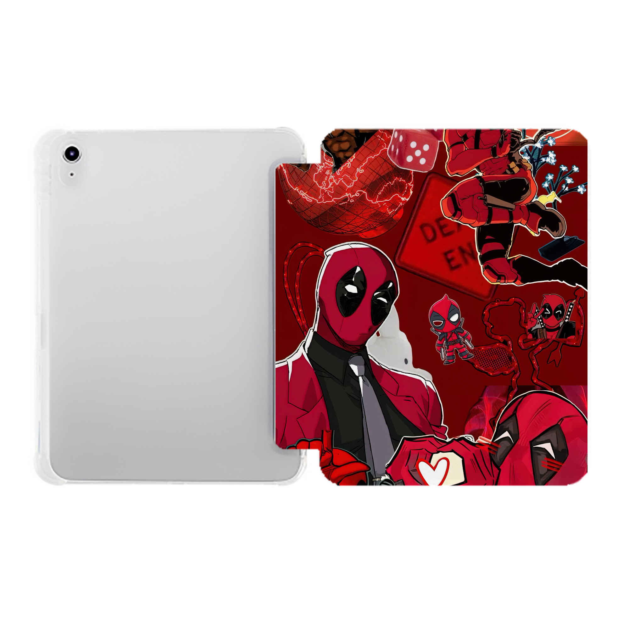 （画像用） Deadpool デッドプール IPad ケース ペン収納付き 三つ折りスタンド PUレザー×シリコン 対応機種9.5/10.5/10.9インチ